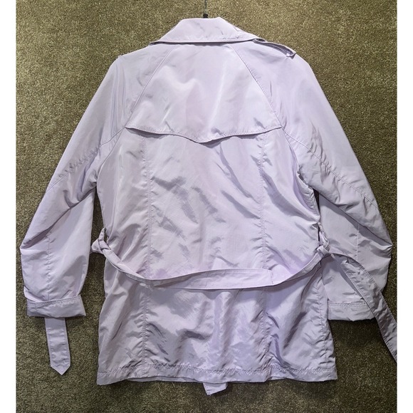 Lands End Women's Sz Medium 10-12 Purple Lightweight Trench Double Breasted - Picture 7 of 8